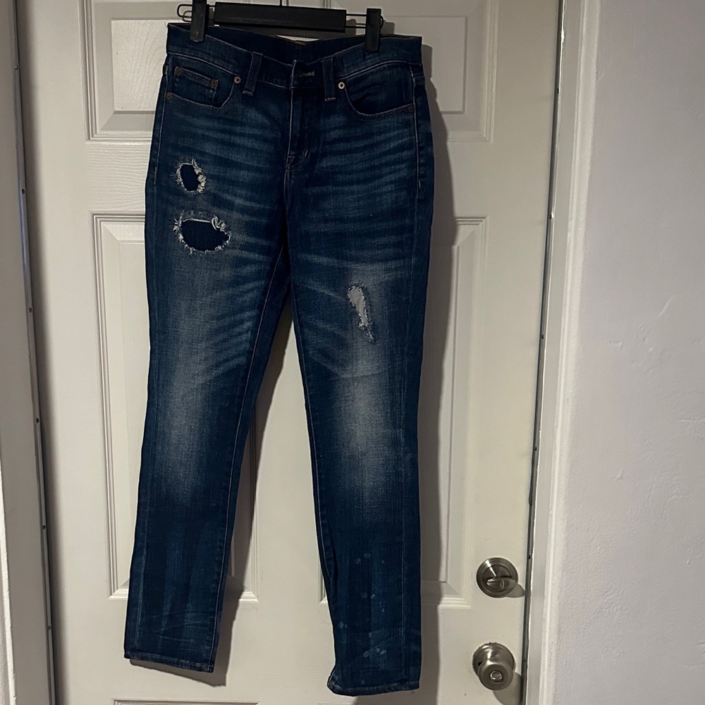 Madewell Blue Denim with Brown Leather Patch